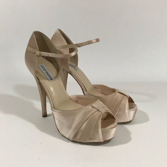 Steve Madden Shoes - Steve Madden Dusty Pink Satin Platform Front Heels
